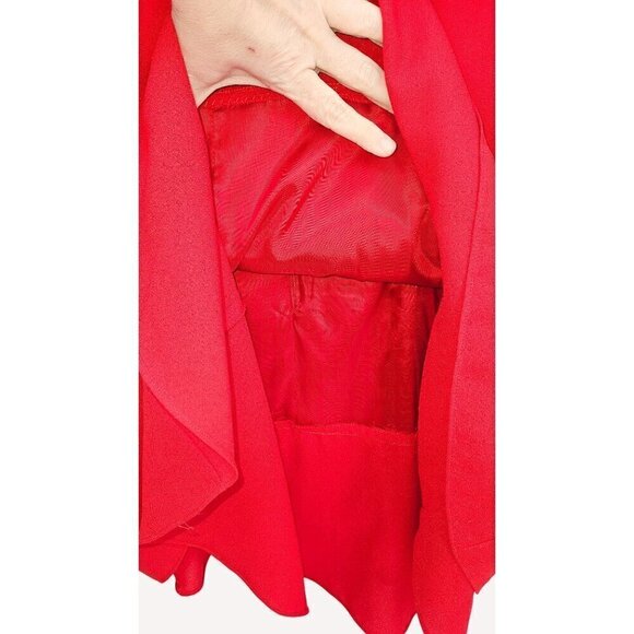 Petite Sophisticate Red Sheath Dress Knee Length Sleeveless Lined Sz M Layered - Picture 3 of 7